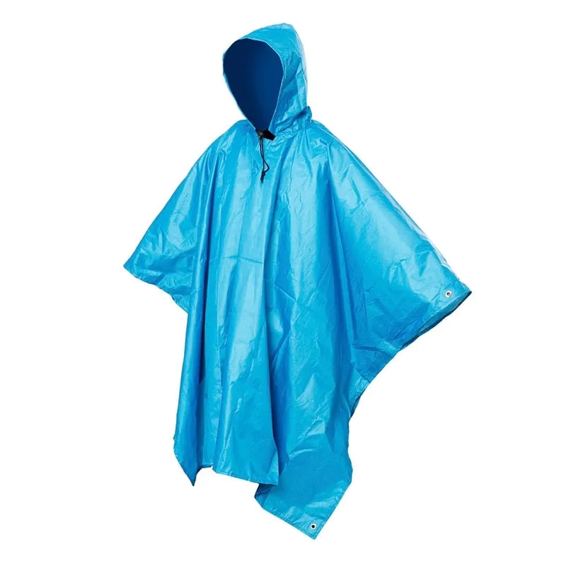 HULIANFU Portable Multifunctional 3 In 1 Rain Coat Hiking Camping Raincoat Poncho Mat Awning Durable Outdoor Activity Rain Gear Supplie