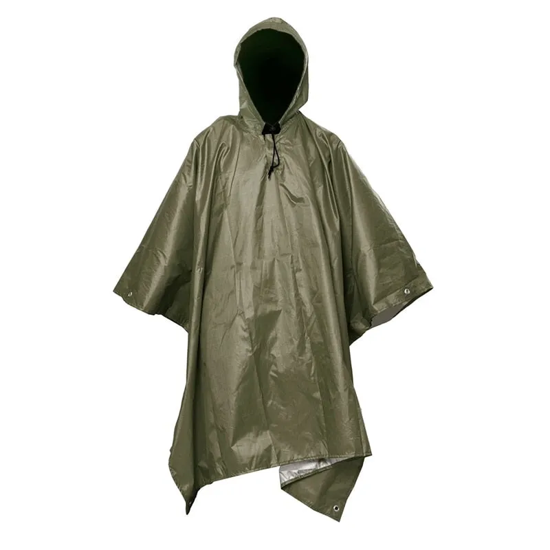 HULIANFU Portable Multifunctional 3 In 1 Rain Coat Hiking Camping Raincoat Poncho Mat Awning Durable Outdoor Activity Rain Gear Supplie