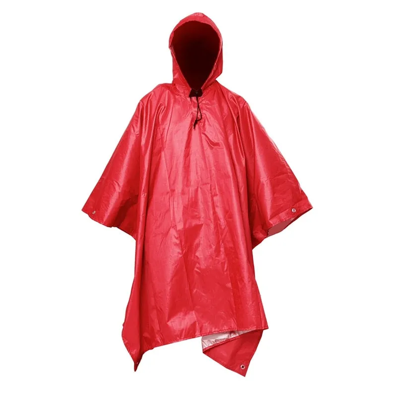 HULIANFU Portable Multifunctional 3 In 1 Rain Coat Hiking Camping Raincoat Poncho Mat Awning Durable Outdoor Activity Rain Gear Supplie