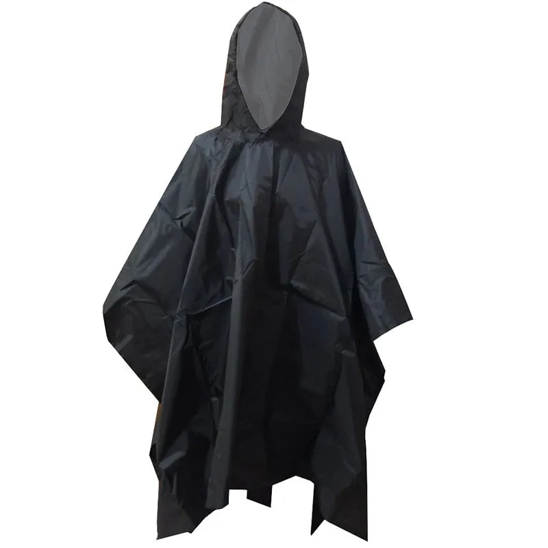 HULIANFU Portable Multifunctional 3 In 1 Rain Coat Hiking Camping Raincoat Poncho Mat Awning Durable Outdoor Activity Rain Gear Supplie