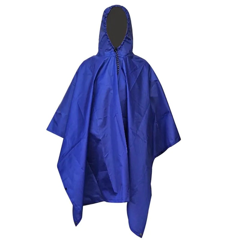 HULIANFU Portable Multifunctional 3 In 1 Rain Coat Hiking Camping Raincoat Poncho Mat Awning Durable Outdoor Activity Rain Gear Supplie