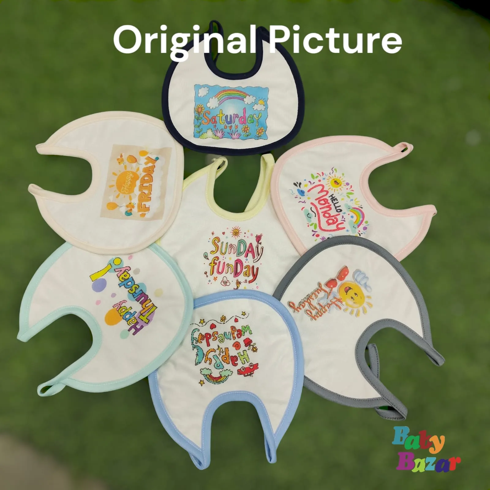 Imported 7-Day Waterproof Baby Bibs Set – Soft Absorbent & Stylish
