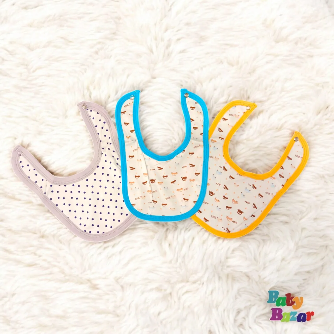 Imported Baby Bibs (3-in-1) Soft Waterproof & Adjustable for Mess Free Feeding