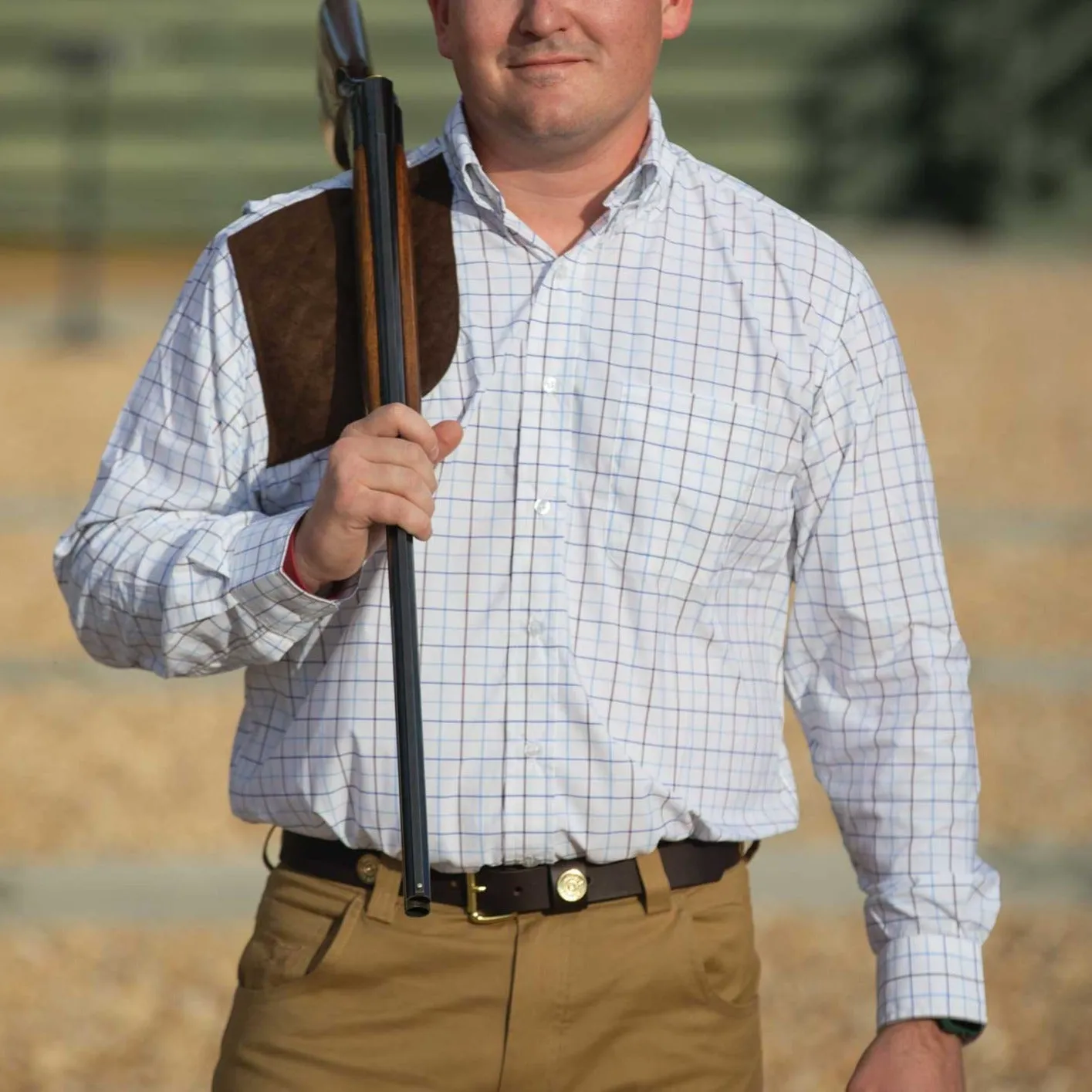 Kevin's Blue/Brown Performance Tattersall Right Hand Long Sleeve Shooting Shirt