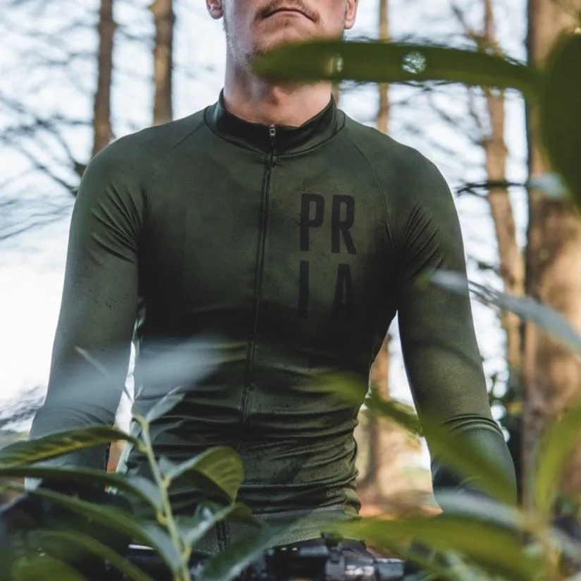 Khaki Green Long Sleeve Aero Cycling Jersey