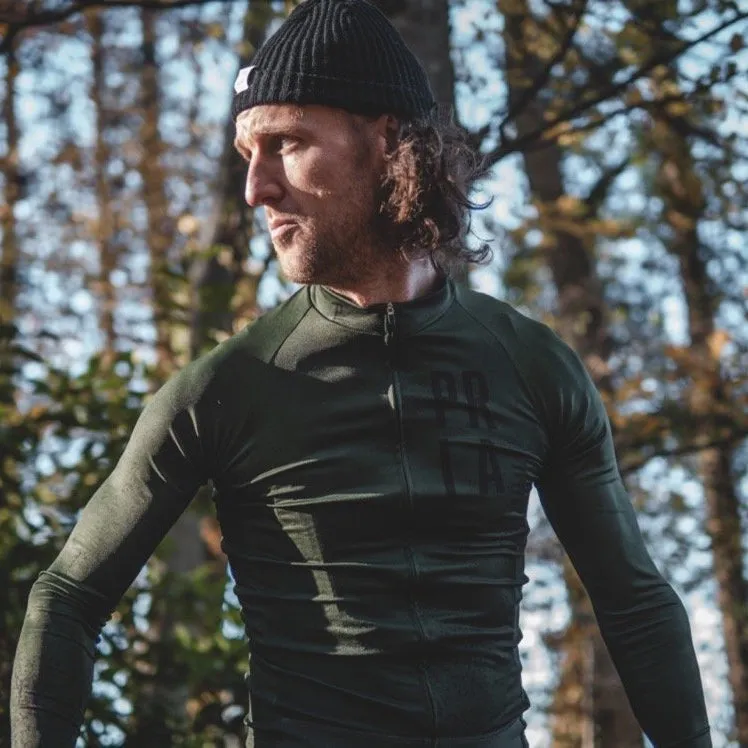 Khaki Green Long Sleeve Aero Cycling Jersey
