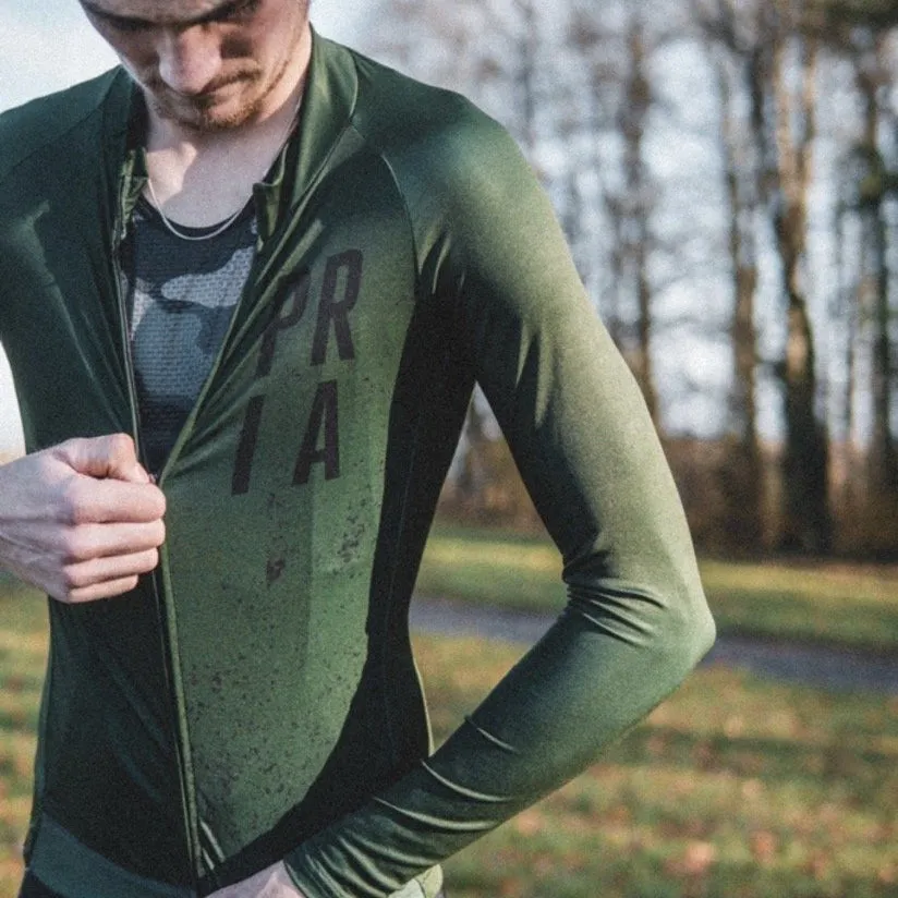 Khaki Green Long Sleeve Aero Cycling Jersey