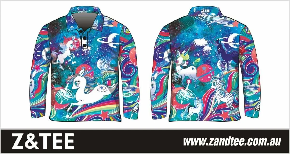 Kids | Cosmic Unicorn Milky Way Blue Fishing Shirt ★Pre-Order★