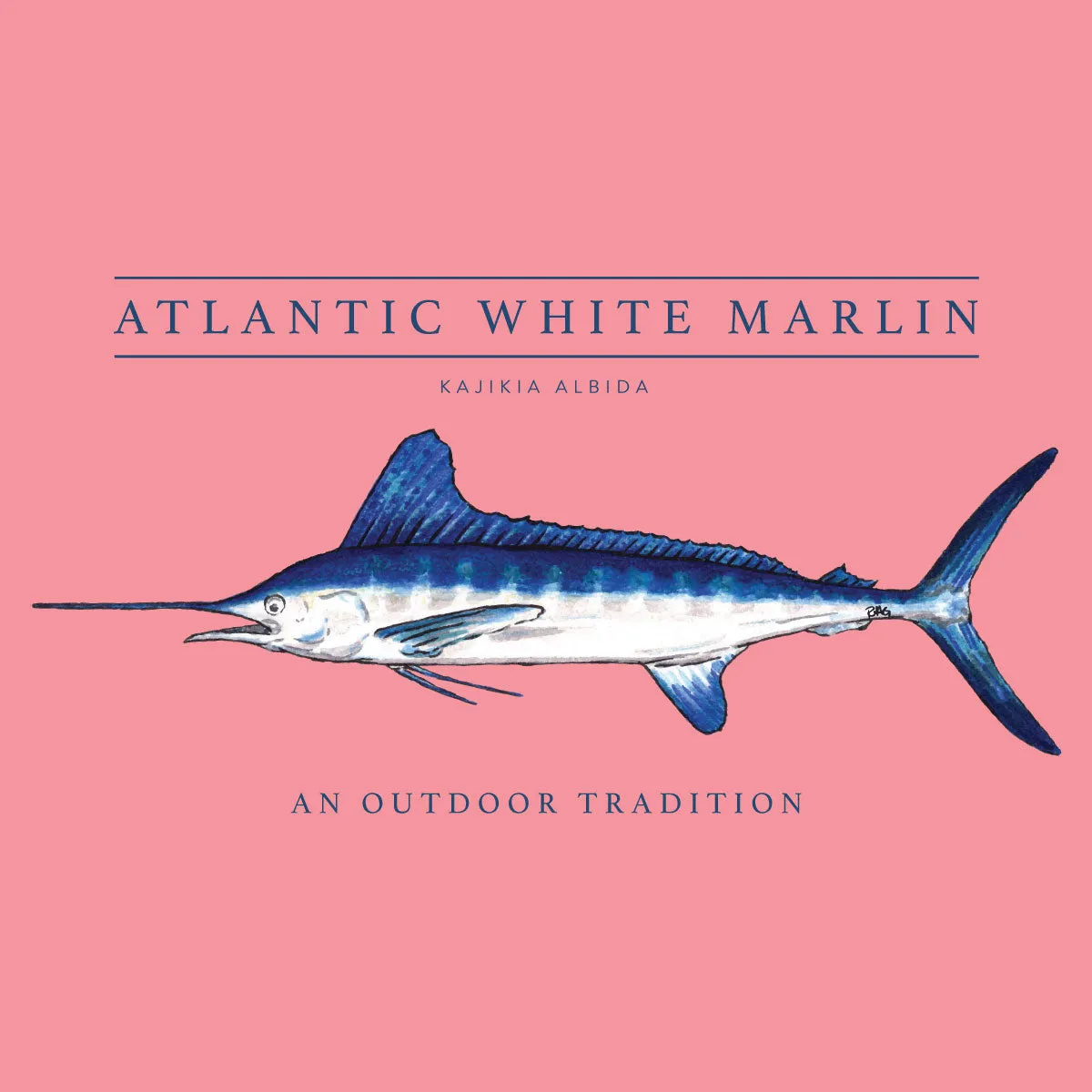 Kids Pro Performance Hoodie Fishing T-shirt in Flamingo Pink White Marlin Fish