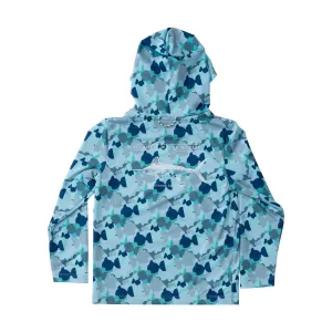 Kids Pro Performance Hoodie Fishing T-shirt in PRODOH Fish Camo White Marlin Fish