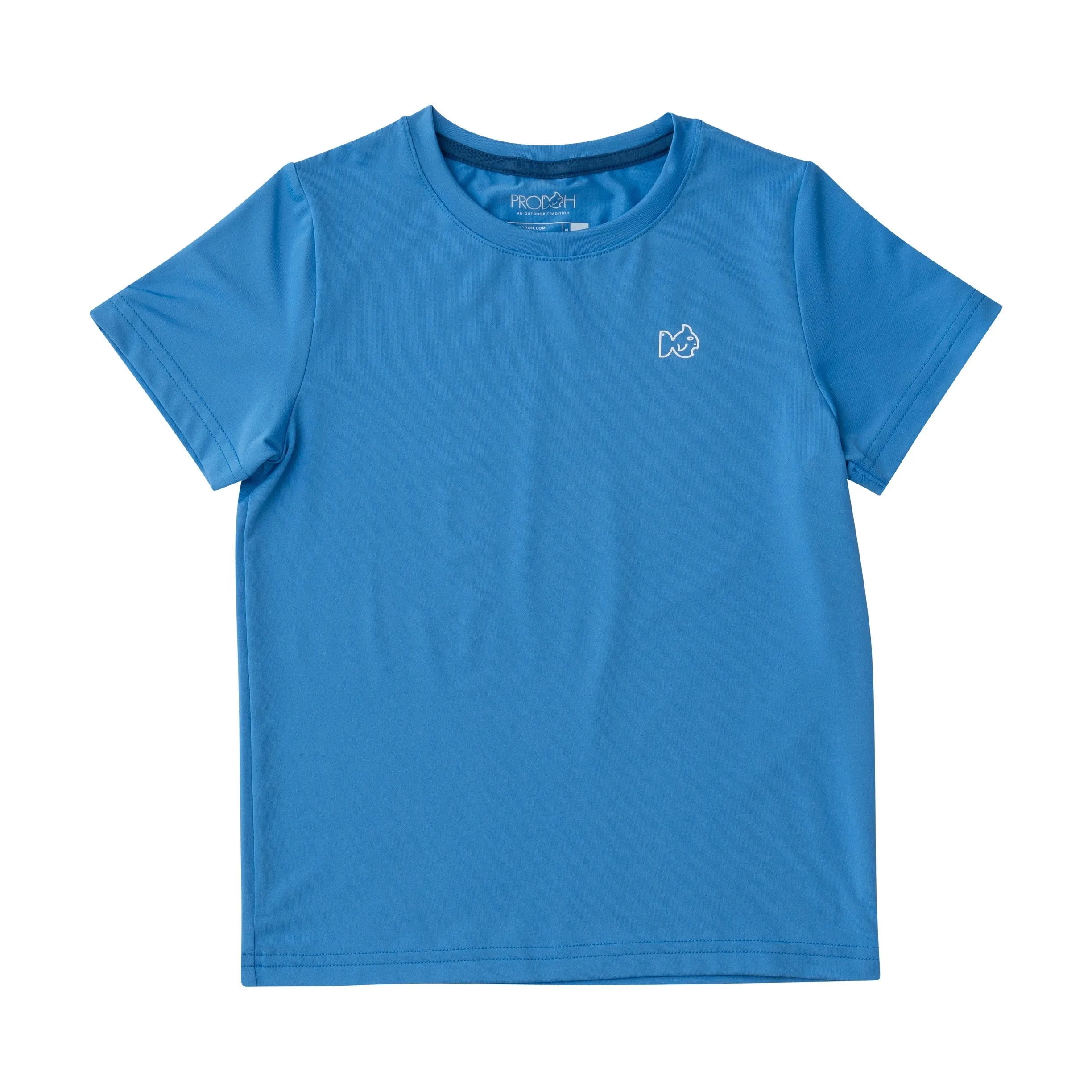 Kids Pro Performance Short Sleeve Fishing T-shirt in Marina Blue with Nautical Flags