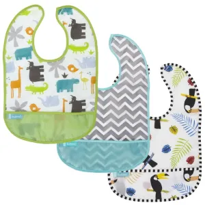 Kushies Cleanbib 3-Pack 6-12 Months (White Jungle/Turquoise Chevron/White Toucans)