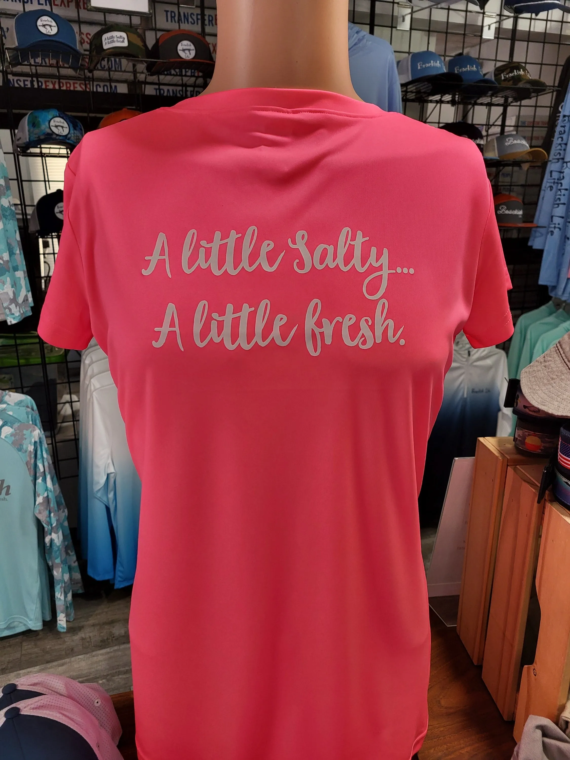Ladies Pink Performance White Logo Short Sleeve V-Neck