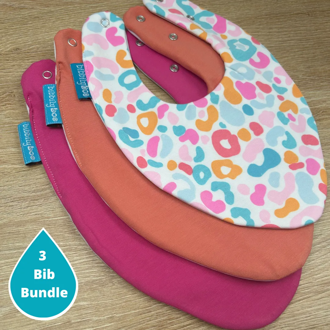 Leopard Print Bundle of 3 Waterproof Dribble Bibs