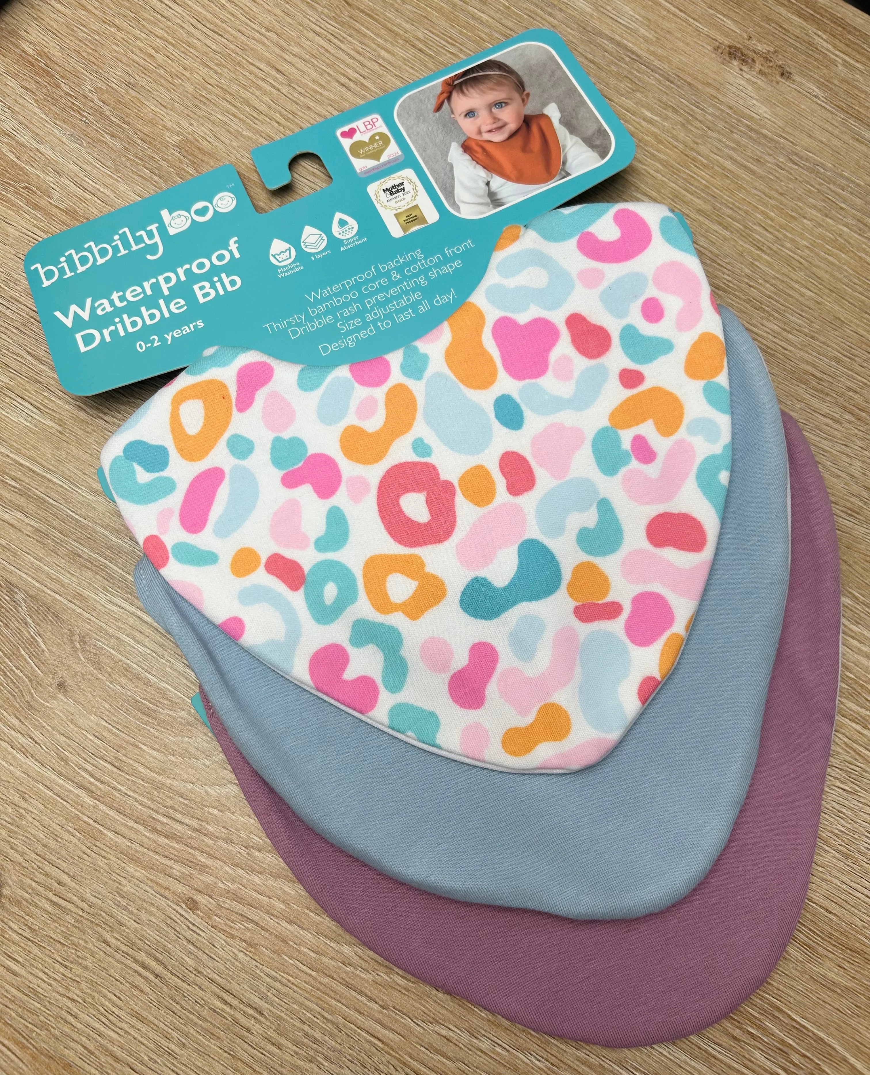 Leopard Print Bundle of 3 Waterproof Dribble Bibs