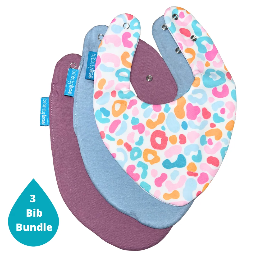 Leopard Print Bundle of 3 Waterproof Dribble Bibs