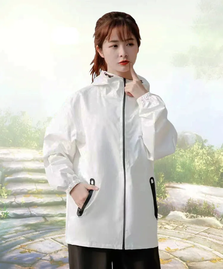 Lightweight Hooded Raincoat and Pant Suit - Waterproof Polyester Rainwear for Motorcycle, Cycling, Hiking, and Travel