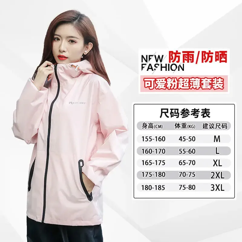 Lightweight Hooded Raincoat and Pant Suit - Waterproof Polyester Rainwear for Motorcycle, Cycling, Hiking, and Travel