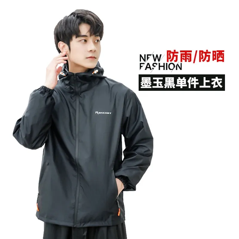 Lightweight Hooded Raincoat and Pant Suit - Waterproof Polyester Rainwear for Motorcycle, Cycling, Hiking, and Travel