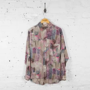 Long Sleeve 90s Pattern Shirt - Purple - L