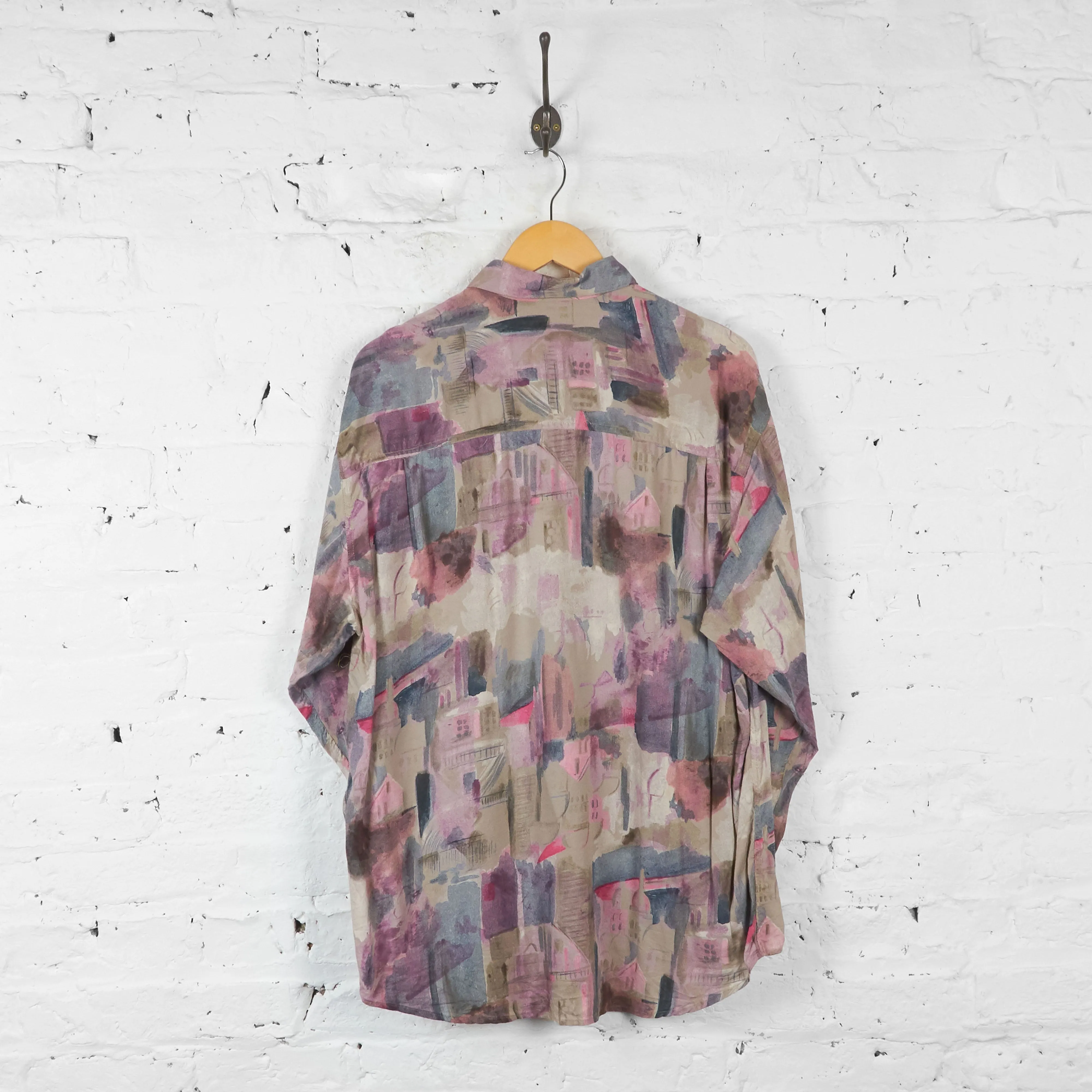 Long Sleeve 90s Pattern Shirt - Purple - L