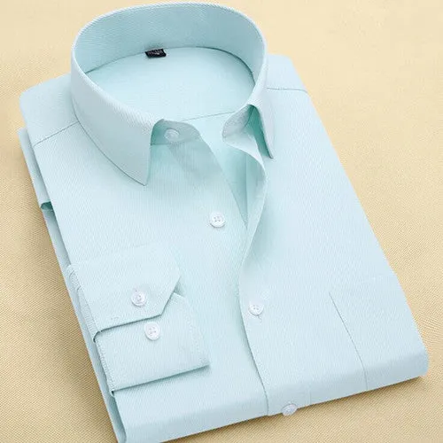 Long Sleeve Slim Men Dress Shirt Brand New Fashion Designer High Quality Solid Male Clothing Fit Business Shirts