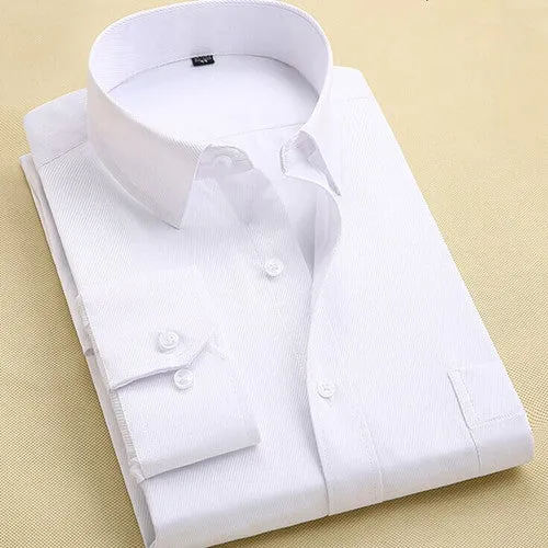 Long Sleeve Slim Men Dress Shirt Brand New Fashion Designer High Quality Solid Male Clothing Fit Business Shirts