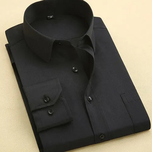 Long Sleeve Slim Men Dress Shirt Brand New Fashion Designer High Quality Solid Male Clothing Fit Business Shirts