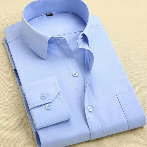 Long Sleeve Slim Men Dress Shirt Brand New Fashion Designer High Quality Solid Male Clothing Fit Business Shirts