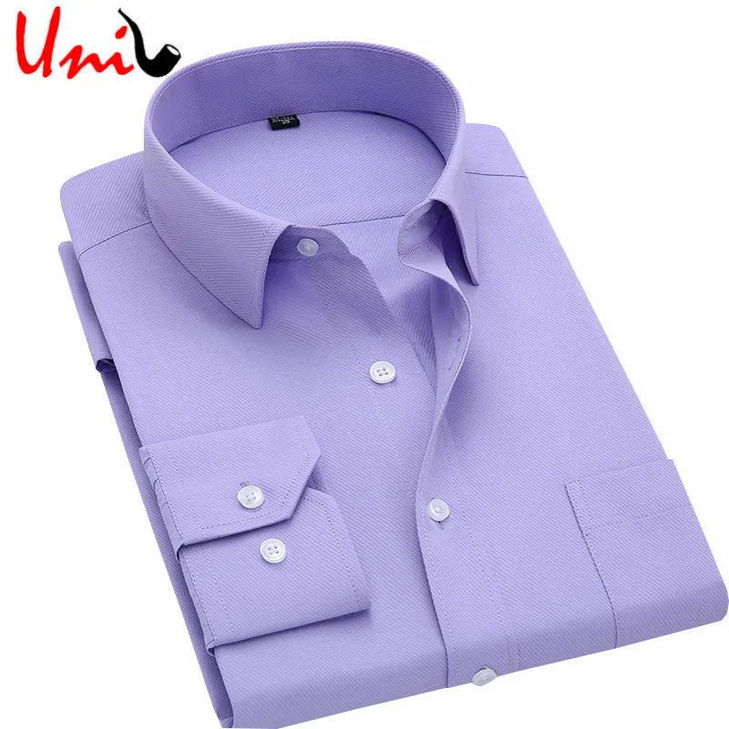 Long Sleeve Slim Men Dress Shirt Brand New Fashion Designer High Quality Solid Male Clothing Fit Business Shirts