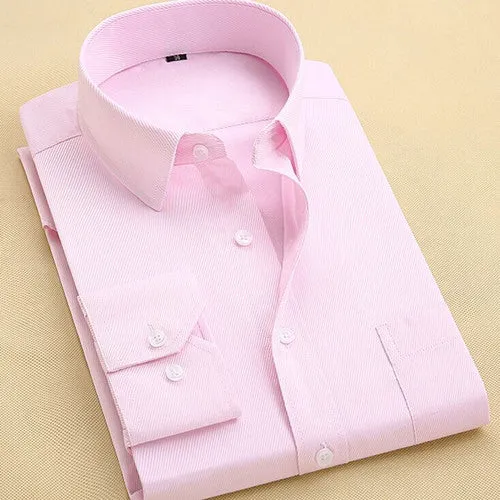 Long Sleeve Slim Men Dress Shirt Brand New Fashion Designer High Quality Solid Male Clothing Fit Business Shirts