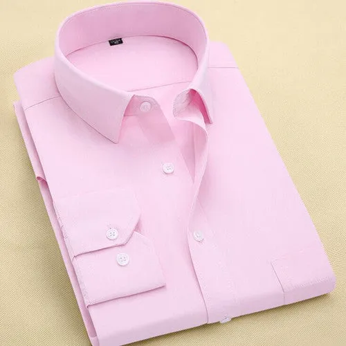 Long Sleeve Slim Men Dress Shirt Brand New Fashion Designer High Quality Solid Male Clothing Fit Business Shirts
