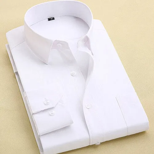 Long Sleeve Slim Men Dress Shirt Brand New Fashion Designer High Quality Solid Male Clothing Fit Business Shirts