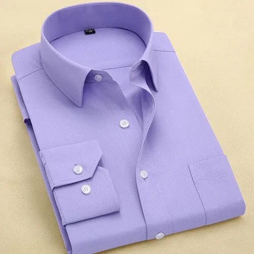 Long Sleeve Slim Men Dress Shirt Brand New Fashion Designer High Quality Solid Male Clothing Fit Business Shirts