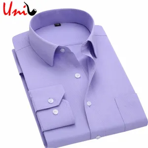 Long Sleeve Slim Men Dress Shirt Brand New Fashion Designer High Quality Solid Male Clothing Fit Business Shirts