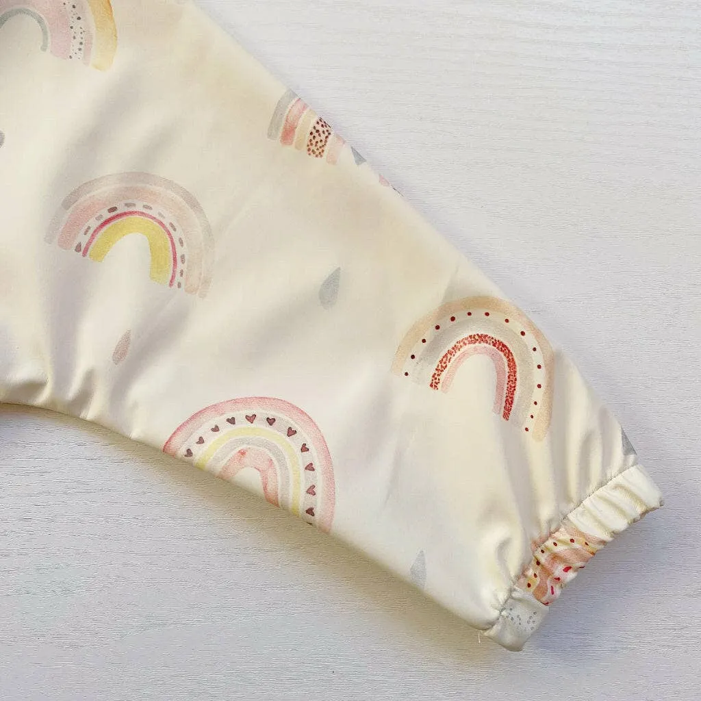 Long-Sleeved Baby Bib | Rainbow Print | Waterproof Wipeable