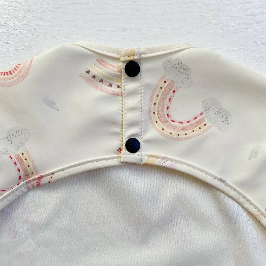 Long-Sleeved Baby Bib | Rainbow Print | Waterproof Wipeable
