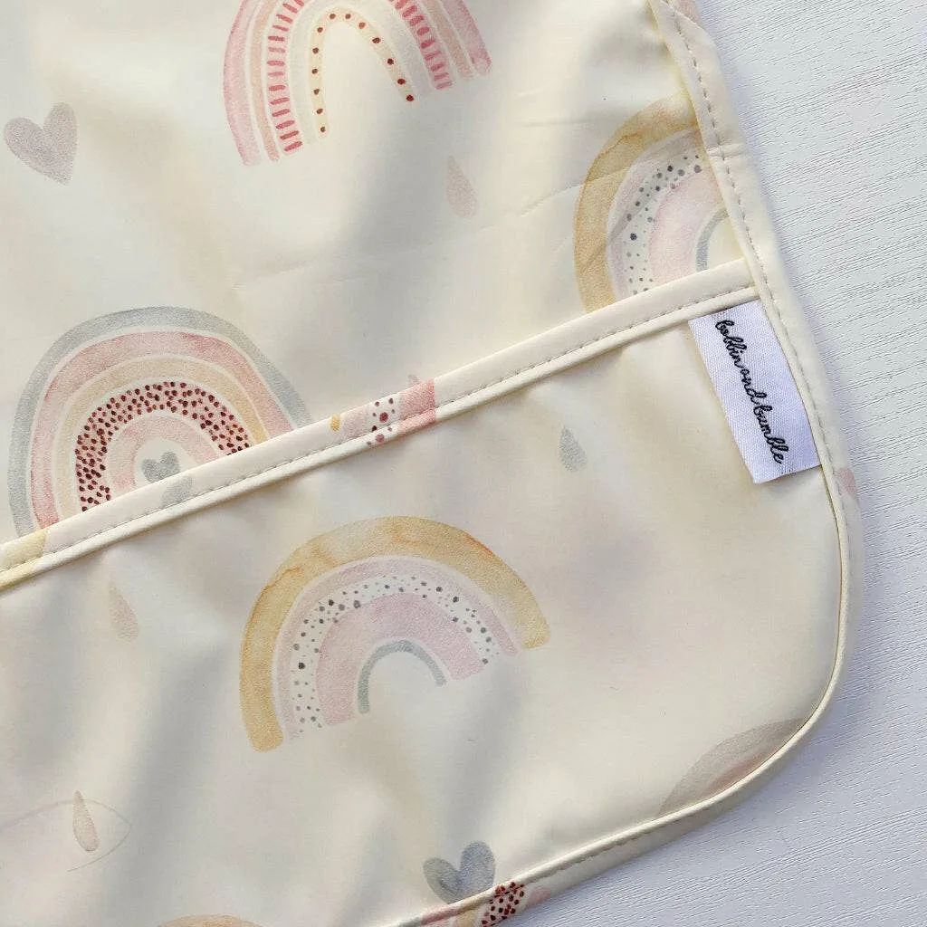 Long-Sleeved Baby Bib | Rainbow Print | Waterproof Wipeable