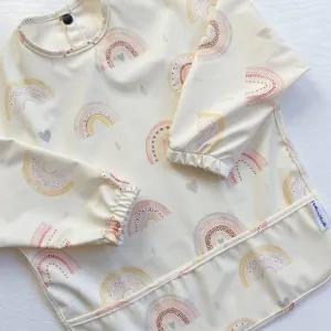 Long-Sleeved Baby Bib | Rainbow Print | Waterproof Wipeable