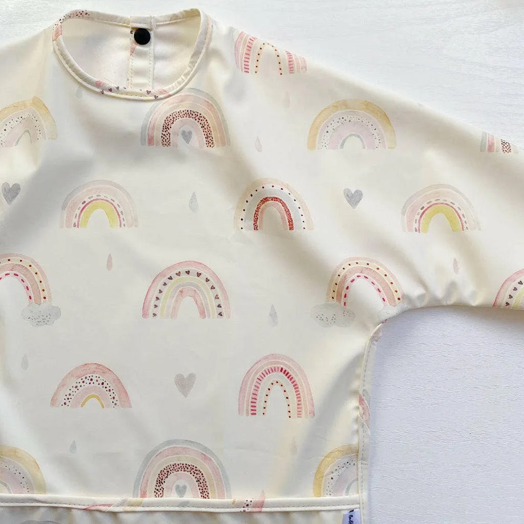 Long-Sleeved Baby Bib | Rainbow Print | Waterproof Wipeable