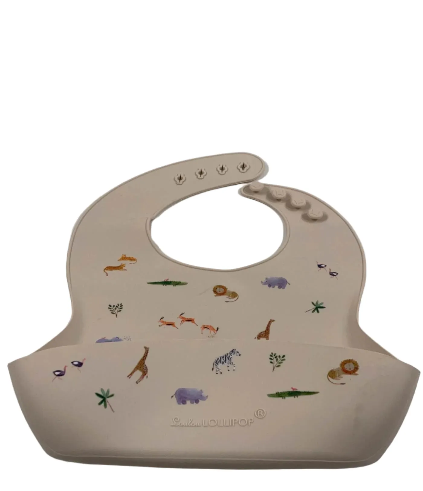 LouLou Lollipop Silicone Bib, Safari