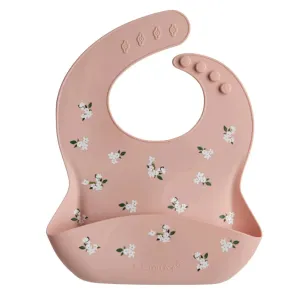 Loulou Lollipop Silicone Bib - White Flower
