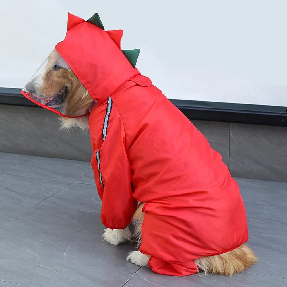 Lovely Dinosaur Outdoor Hooded Dog Raincoat