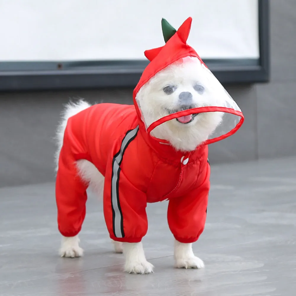 Lovely Dinosaur Outdoor Hooded Dog Raincoat
