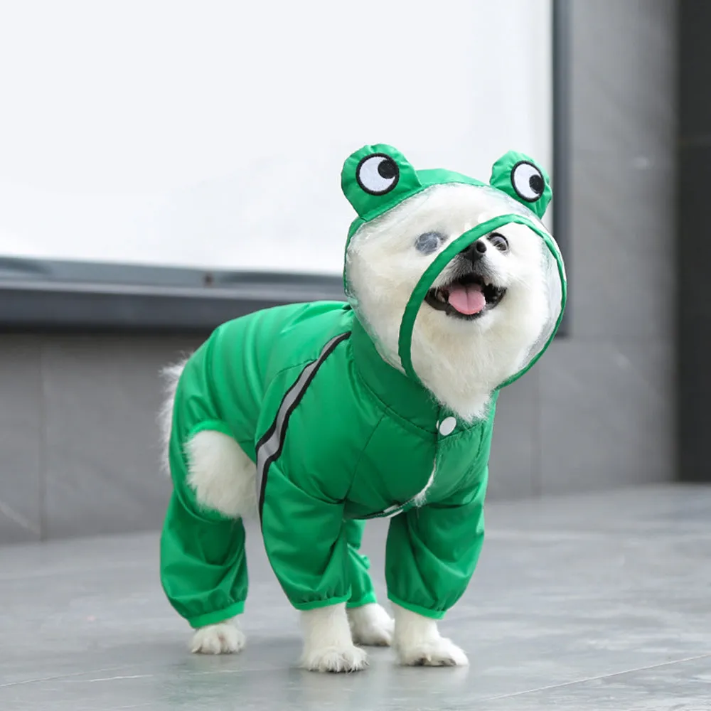 Lovely Dinosaur Outdoor Hooded Dog Raincoat