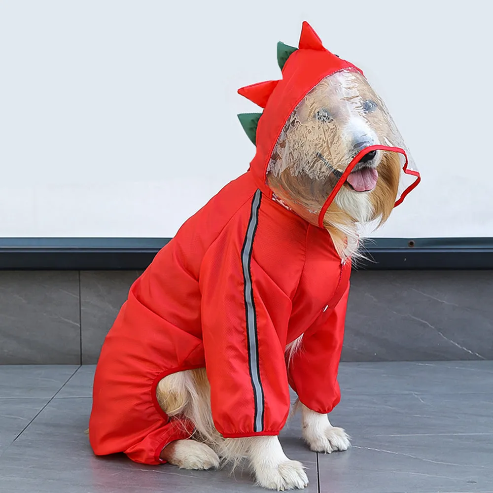 Lovely Dinosaur Outdoor Hooded Dog Raincoat