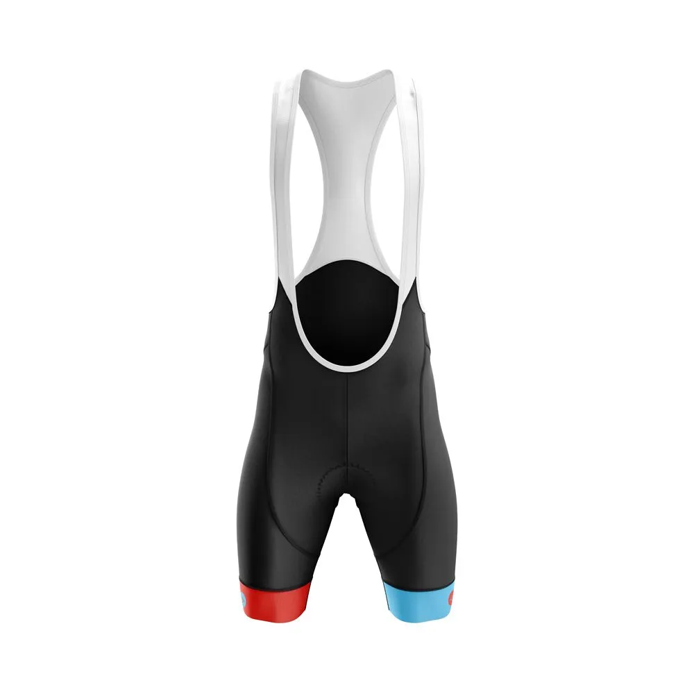 Mens Jewel Bezzie Blue Red Padded Cycling Bib Shorts
