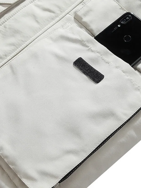 Men's Multi-Pocket Plush Thickened Hooded Cotton Jacket Coat