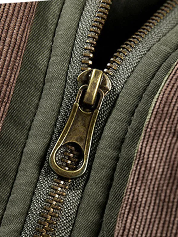 Men's Multi-Pocket Plush Thickened Hooded Cotton Jacket Coat