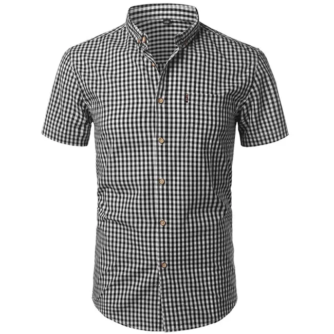 Mens Plaid Cotton Casual Dress Shirts Slim Fit Long Sleeve Button Down